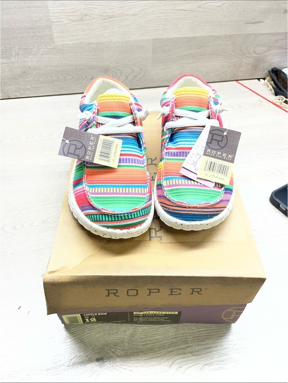 Roper Kids Multi-Color Striped Slip-On Sneakers #156